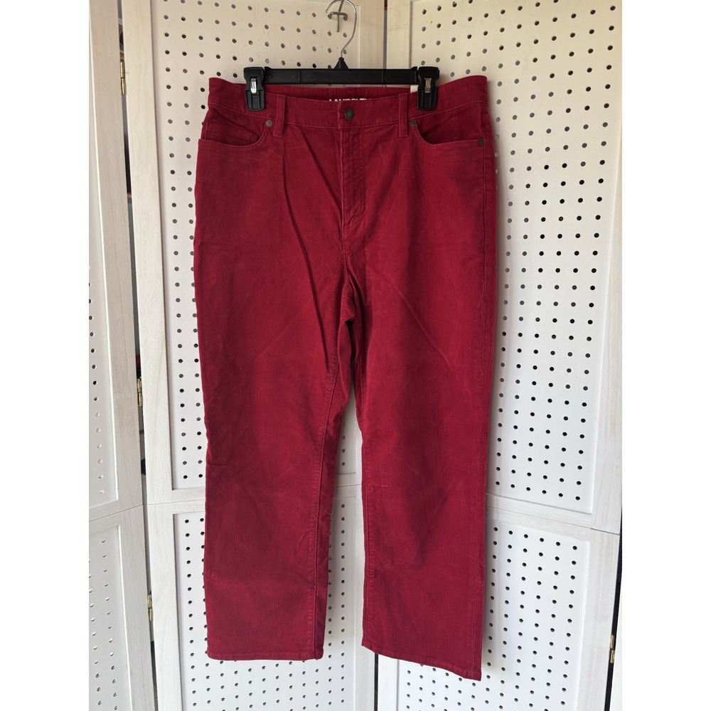 Lands' End High Rise Straight Leg Corduroy Pants Red Women's 14P NWT!